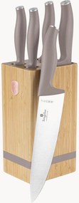 Facas de cozinha com suporte Taupe, conjunto de 6