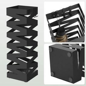 Suporte para guarda-chuvas em metal 20 x 20 x 49 cm Preto