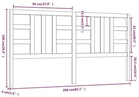 Cabeceira de cama 206x4x100 cm pinho maciço branco