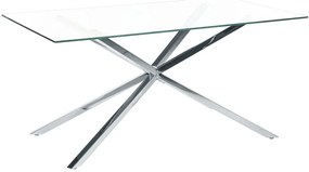 Mesa de jantar com vidro temperado e pernas prateadas 160 x 90 cm CORA Beliani