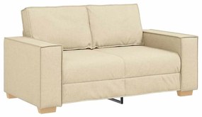 Conjunto de Sofá 3 Peças com Almofadas em Tecido Creme