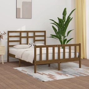 vidaXL Estrutura de cama 140x200 cm pinho maciço castanho-mel