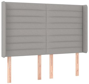 Cama box spring c/ colchão e LED 140x190 cm tecido cinza-claro