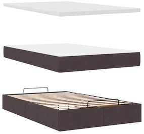 Cama otomana com colchão 120x200 cm tecido castanho escuro