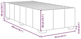 Estrutura de cama sem colchão 90x200 cm tecido castanho-escuro