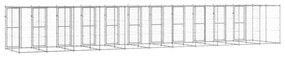 vidaXL Canil de exterior com telhado 29,04 m² aço galvanizado