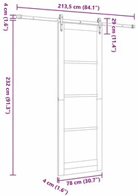 Porta Deslizante com Conjunto de Hardware "ORKDAL" 78x232 cm