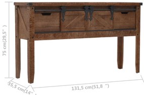 Mesa consola madeira de abeto maciça 131x35,5x75 cm castanho