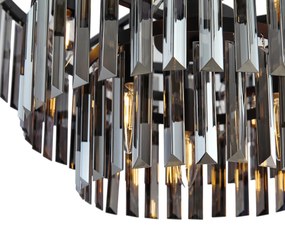 Lustre moderno preto com vidro fumê 9 luzes - Amel Moderno