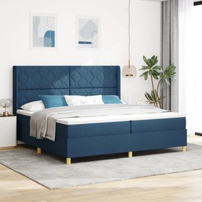 Cama Box com Colchão & LED Azul 200x200 cm Tecido
