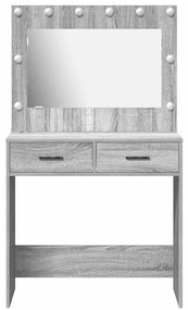 Mesa de Vestir com Luzes LED Cinza Sonoma 78,5x41x135 cm