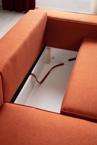 Sofá-Cama de Canto Pırlo – Laranja – 260x78x170 cm