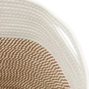 Cesto de arrumação Ø40x35 cm algodão castanho e branco