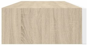 Prateleiras parede c/ gavetas 2pcs MDF carvalho/branco