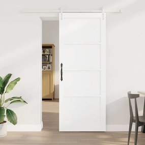 Porta Deslizante vidaXL com Conjunto de Ferragens Branco 83x211 cm Madeira Sólida Pinho