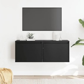 vidaXL Armários de parede 2 pcs 45x30x35 cm pinho maciço preto