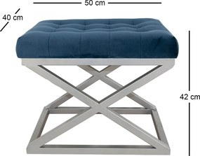 Pouffe Capraz – Navy Blue e Prateado – 50 cm x 42 cm x 40 cm
