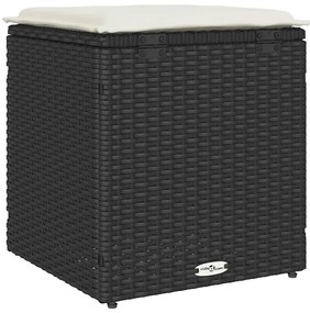 Bancos de jardim com almofadas 2 unid 40x40x43 cm vime PE preto
