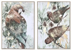 Pintura Dkd Home Decor Papagaio Tropical (83 X 4,5 X 123 cm) (2 Unidades)