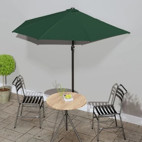 vidaXL Guarda-sol varanda mastro alumínio 270x144cm verde semicircular