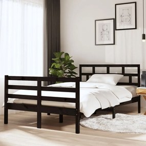 vidaXL Estrutura cama pequena casal 120x190 cm pinho maciço preto