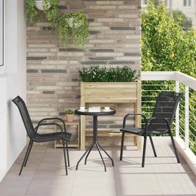 vidaXL Conjunto Bistro de Jardim de 3 Peças Preto Textilene e Aço