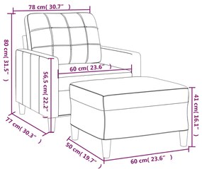 Poltrona com apoio de pés 60 cm tecido cor creme