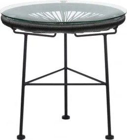 Mesa Auxiliar Redonda Ø45 Cm Em Aço E Rattan Sintético Acapulco Preto - Sklum