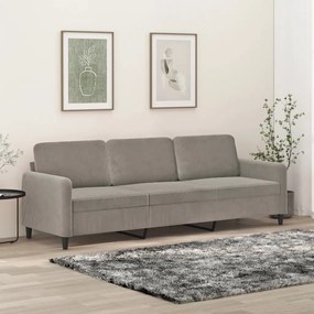 vidaXL Sofá de 3 lugares 210 cm veludo cinza-claro