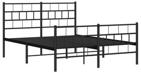 Estrutura de cama com cabeceira e pés 140x190 cm metal preto