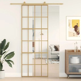 Porta deslizante 76x205 cm vidro ESG/alumínio dourado