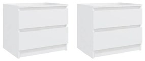 Mesas de cabeceira 2 pcs 50x39x43,5 cm contraplacado branco