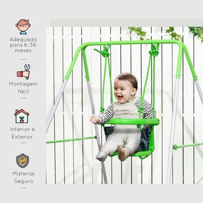 Baloiço Infantil de Aço Baloiço para Crianças de 6-36 Meses com Encost