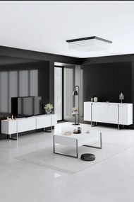 Conjunto de Mobiliário de Sala de Estar Luxe – Branco Prateado – Medid
