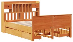 Cama com estante sem colchão 140x190 cm pinho maciço