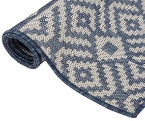 Tapete de tecido plano para exterior 120x170 cm riscas azuis