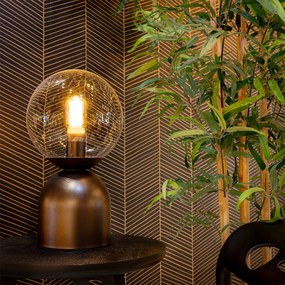 Candeeiro de mesa Hotel Chic bronze escuro com vidro transparente - Pallon Trend