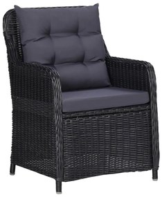 3 pcs conjunto de jantar para jardim preto