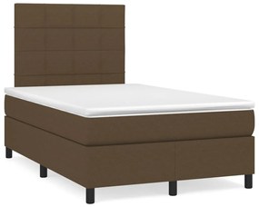 Cama boxspring com colchão 120x190 cm tecido castanho-escuro