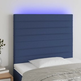 3122544 vidaXL Cabeceira cama c/ LED tecido 80x5x118/128 cm azul
