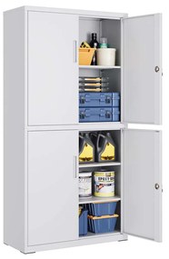 Armário arquivador com 4 portas e 5 prateleiras 40 x 80 x 180 cm cinzento mate