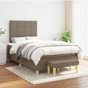 Cama boxspring c/ colchão 120x190cm tecido castanho-acinzentado