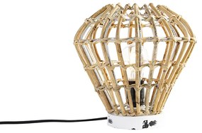 Candeeiro de mesa rústico bambu com branco - Canna Diamond