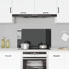 vidaXL Painel anti-salpicos de cozinha 90x50 cm vidro temperado preto