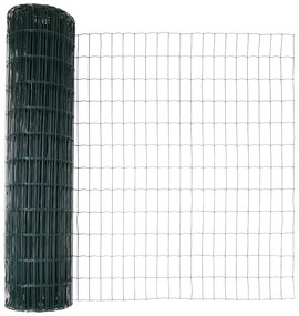 Cerca Euro com 13 Postes com Ponta 1.2x25 m Aço Galvanizado Verde