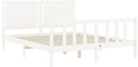 Cama sem colchão 160x200 cm madeira de pinho maciça branco