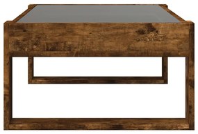 Mesa de centro luzes LED Infinity 90x53x30 cm carvalho fumado