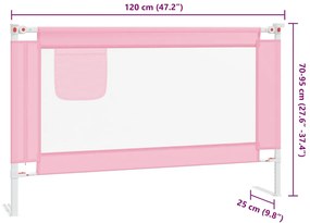 Barra de segurança p/ cama infantil tecido 120x25 cm rosa