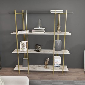 Estante Moss – Branco e Dourado – 160x180x29,6 cm