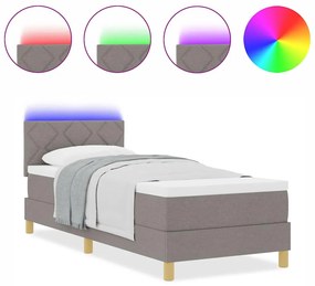 Cama Box com Colchão &amp; LED Taupe 80x200 cm Tecido